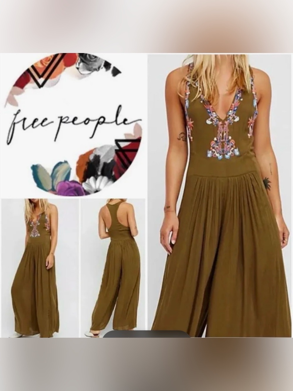 Free People Amalfi Jumpsuit, in olive green size M